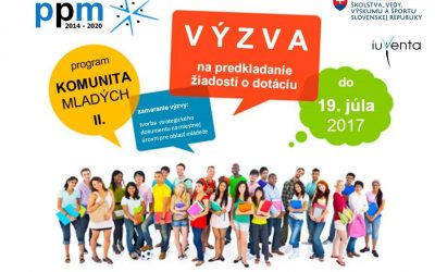 Výzva na predkladanie žiadostí o dotáciu v rámci Programov pre mládež
