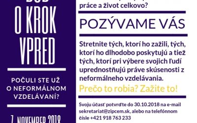 Konferencia “Buď o krok vpred!” o neformálnom vzdelávaní